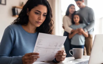 mujer mirando una carta de subsidios