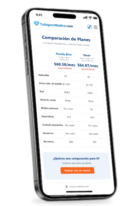 Esta imagen muestra la herramienta de comparación de planes de TuSeguroMedico.com, que permite evaluar opciones de cobertura, costos y beneficios en un solo lugar.