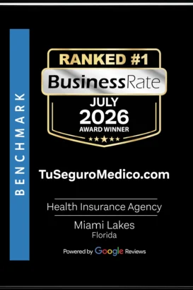 Premio entregado por Business Rate a la mejor agencia de seguros medicos en Miami Lakes