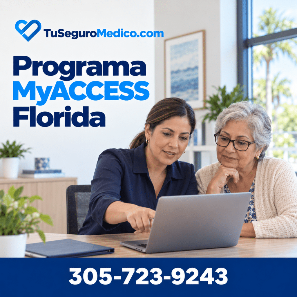 Dos mujeres revisan una computadora portátil en un post de TuSeguroMedicocom sobre el programa MyACCESS Florida con el teléfono 305 723 9243