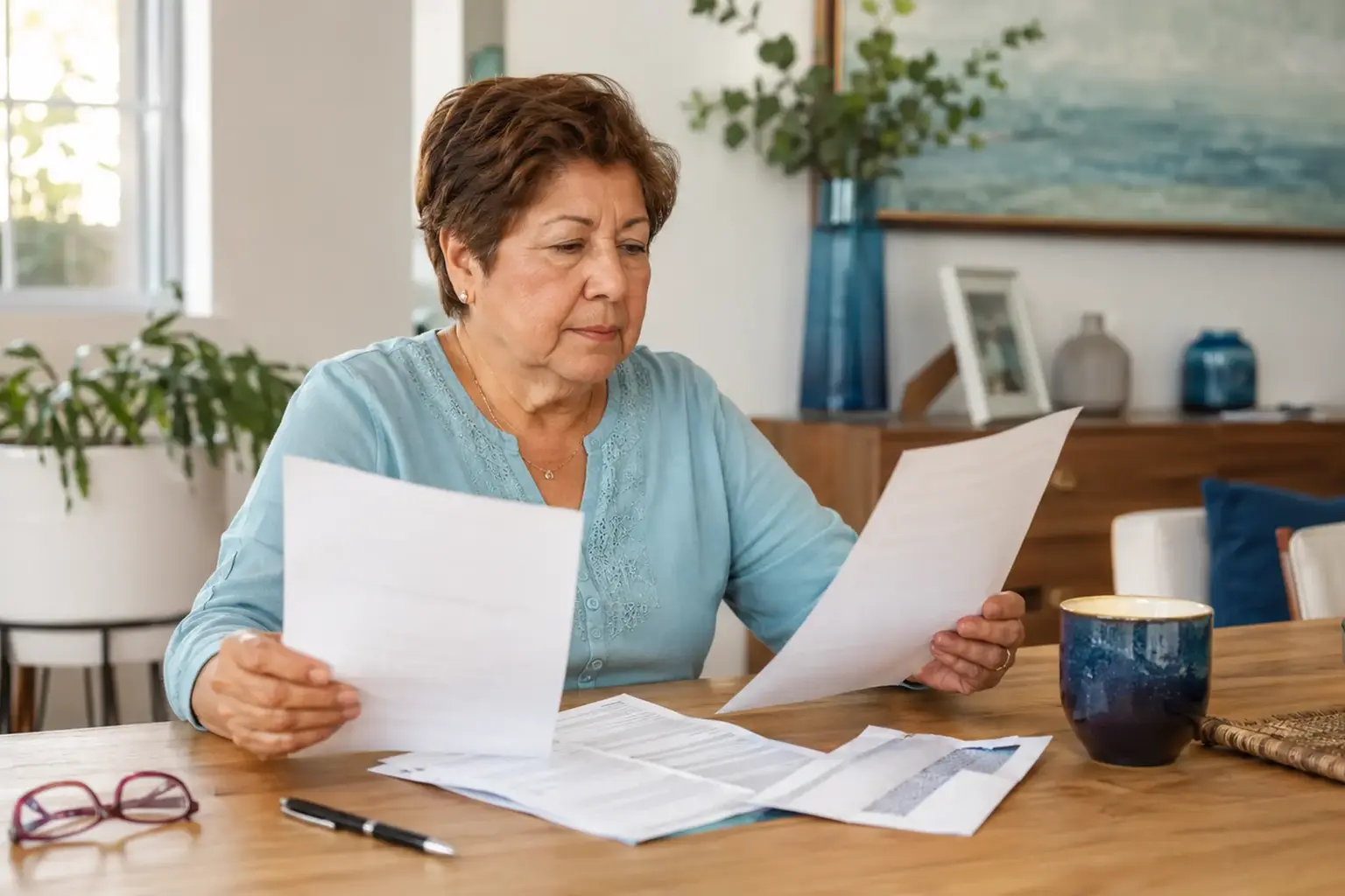 ANOC Medicare 2027 | TuSeguroMédicocom Mujer revisando el Aviso Anual de Cambios de su plan Medicare para 2027